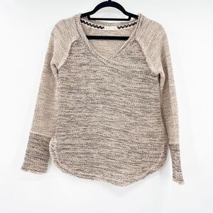 Altar'd State Raglan Marled Sweater Women's Size S Pink Gold Pullover V Neck